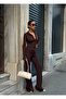 Women's Bitter Brown Finger-Interlocking Crop Jacket-Leggings Set Yel221781 - 5