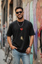 Men's Heart&Bird Printed Oversized T-Shirt Loose Fit
