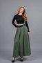 Women's Winter Khaki Belted Elastic Waist Maxi Long Skirt Stylish Daily Comfortable 6856 - 2