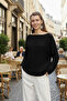 Women's Black Oversized Casual Loose Wide Collar Knitwear Sweater - 3
