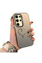 Samsung Galaxy S24 Ultra Compatible Hard Acrylic Back Silicone Edge Lens Protection Case Heart Pattern
