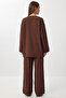 Linen Kimono Set with Tie Detail Lzh0020 Brown - 5
