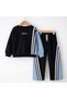 Perfect Striped Wide Leg Jeans Detailed Girls' Set - 3