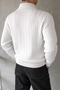 Men's White Half-Zipper Hair Knit Sweater - 3