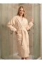 Women's Hooded Belted Beige Bathrobe with Pockets C9T6N8161 - 3