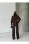Women's Brown Striped Oversized Shirt and Trouser Set - 8
