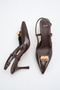 Women's Buckle Detail Heeled Shoes Dark Brown Yanki - 3