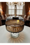 Amber 25 cm Footed Cut Crystal Glass Bowl
