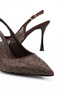 Women's Brown Stone Detailed Daily Comfortable Open Back Fabric Evening Dress Stiletto Heeled Shoes - 4