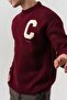 C Letter Crew Neck Knit Sweater - 3