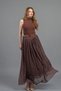Women's Winter Brown Tulle Chiffon Lined Maxi Skirt Stylish Daily Comfortable 6857