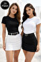 Women's Black and White 2-Pack Slim Fit Cotton Cropped T-Shirt