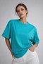 Women's Turquoise Crew Neck Oversized Cotton T-Shirt - 7