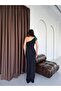 Green Striped One-Shoulder Evening Dress with Rose Detail - 6