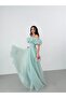 Mint Madonna Neck Waist Stone-Embroidered Evening Dress - 3