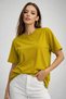 Women's Mustard Crew Neck Oversized Cotton T-Shirt - 7
