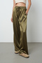 Women's Khaki Silky Satin Stretchy Straight Palazzo Pants - 3