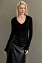 Black V-Neck Lace Women's Blouse Sh354 - 6