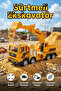 Toy Yellow Bucket Excavator - Friction Powered Construction Truck Engineering Vehicle (17 cm)