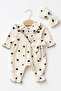 Baby Girl Heart Patterned Ruffle Muslin Jumpsuit Set