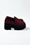 Burgundy Suede Thick Sole Loafers P9090 - 6