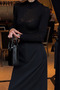 Women’s Black Cashmere Ultra Lightweight Turtleneck Blouse - 4