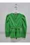 Girl's Stylish Blouse with Wrap Collar and Belt - New Season - 3
