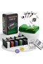 Professional Poker Set, 200 Chips, 2 Card Decks, Dealer Buttons, Green Mat