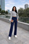 Women's Wide Leg Fleece-Lined Ribbed Pants Inside Wide Leg Sweatpants Smoked - 4
