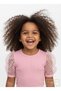 Girls' Balloon Sleeve (Tulle Detail) Blouse-Pink