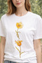 Basic T-Shirt with Yellow Floral Print Detail - 2