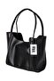 Black Faux Leather Snap Closure Hand, Arm and Shoulder Bag - 4