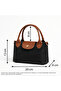 Mini Fabric Black, Tan Leather Detailed, Gold Color Accessories, Strap Women's Hand and Shoulder Bag - 2