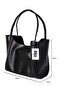 Black Faux Leather Snap Closure Hand, Arm and Shoulder Bag - 3