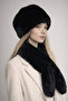 Hat and Scarf Black 2-Piece Set Plush Set - Hat Neck Collar Luxury Soft Winter - 2