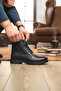 Genuine Leather Men's Boots with Side Zipper and Laces
