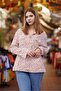 Cream Color Daisy Patterned Flannel Shirt with Button Detail - 2