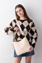 Mila Charmlı Large Size Soft Leather-Look Large Volume Cream Women's Shoulder Bag Pbu3207 - 6