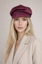 Women's Cap Hat with Chain Detail Burgundy - Velvet Brimmed Captain Style - 2
