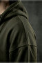 Khaki Zippered Hoodie Oversize Embroidered Sweatshirt Cardigan - 4