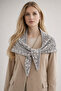 Triangle Scarf Shoulder Shawl Gray for Women - Trendy Viral Patterned Reversible Knitwear - 5