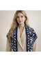 Triangle Scarf Shoulder Shawl Navy Blue for Women - Trendy Viral Patterned Reversible Knitwear - 4