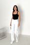 White Women's Wide Leg Jean High Waist Palazzo Stretch Fabric Stretch Denim Trousers Jessi̇ca-2040 - 6