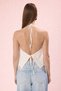 White Fitted V-Neck Lined Brode/Fisto Vest/Blouse - 3