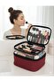 Makeup Bag Burgundy Makeup Bag Cosmetic Bag Makeup Organizer Bag with Brush Compartment - 6