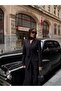Black Shawl Collar Waist-Fitted V-Neck Jacket and Palazzo Pants Premium 3-Piece Set - 6