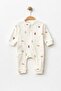Newborn 100% Cotton Baby Romper - Teddy Bear Patterned, Zippered, Long Sleeve Baby Pajamas