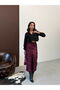 Sequin Velvet Long Skirt - Plum |   F2053 - Plum - 2