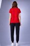 Genis Kesim Cotton T-Shirt and Tracksuit Set with Yandan Aycik Print - 2