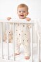 Newborn 100% Cotton Baby Romper - Teddy Bear Patterned, Zippered, Long Sleeve Baby Pajamas - 4